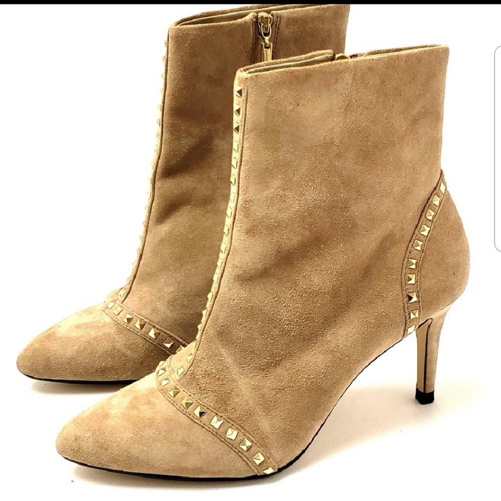 Zara Women's Beige Stud Ankle Booties